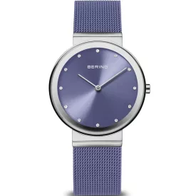 Bering Classic women's watch 10135-908, purple dial, purple stainless steel strap