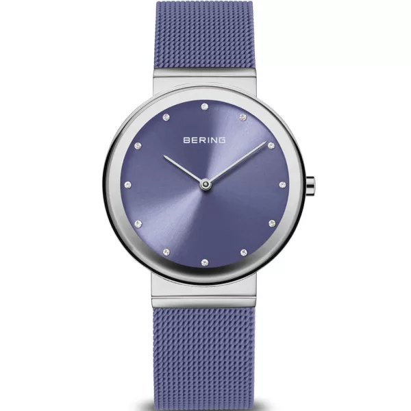 Bering Classic women's watch 10135-908, purple dial, purple stainless steel strap