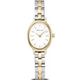 Bering Classic women's watch 11020-714, white dial, gold stainless steel strap