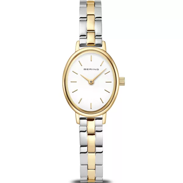Bering Classic women's watch 11020-714, white dial, gold stainless steel strap