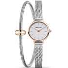 Bering Classic women's watch set 11022-064-L2-19, silver dial, silver stainless steel strap