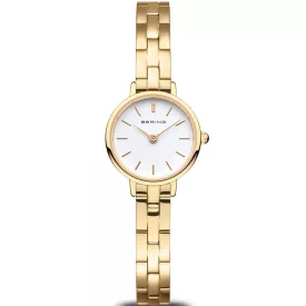 Bering Classic women's watch 11022-734, white dial, gold stainless steel strap