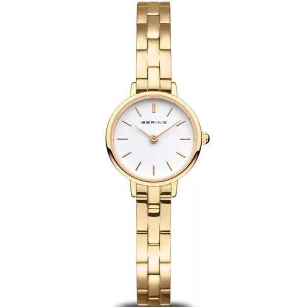 Bering Classic women's watch 11022-734, white dial, gold stainless steel strap