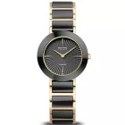 Bering Ceramic women's watch 11429-732, black dial, gold stainless steel strap