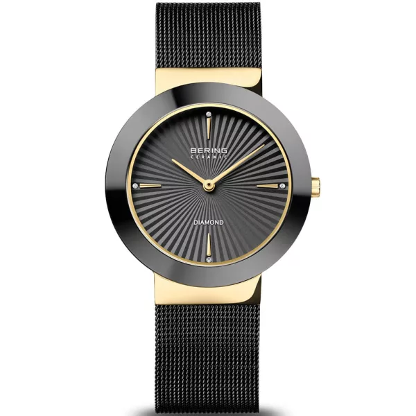 Bering Ceramic women's watch 11435-132, black stainless steel strap