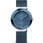 Bering Ceramic women's watch 11435-307, blue stainless steel strap