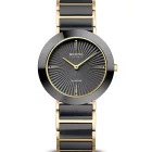 Bering Ceramic women's watch 11435-732, black dial, gold stainless steel strap