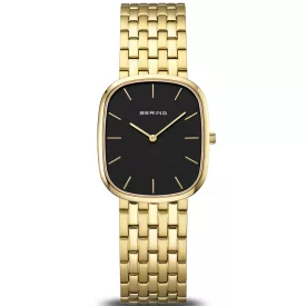Bering Classic women's watch 12526-732, black dial, gold stainless steel strap
