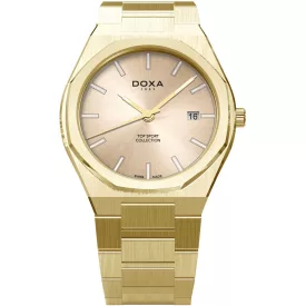 Doxa Top Sport Collection men's watch 169.30.301.10, beige dial, gold stainless steel strap