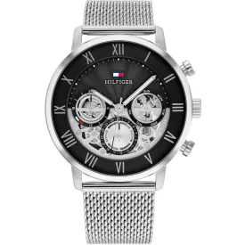 Tommy Hilfiger Legend men's watch TH1710708, black dial, silver stainless steel strap