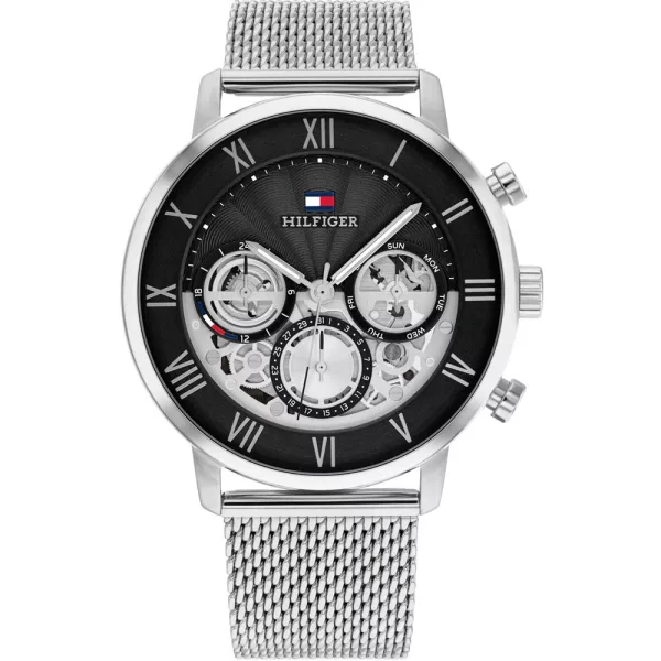 Tommy Hilfiger Legend men's watch TH1710708, black dial, silver stainless steel strap