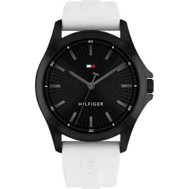 Tommy Hilfiger Bruce men's watch TH1710740, black dial, white silicone strap