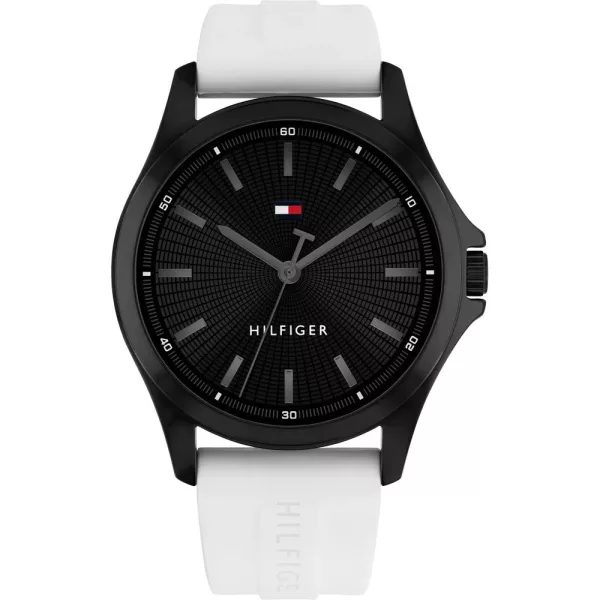 Tommy Hilfiger Bruce men's watch TH1710740, black dial, white silicone strap