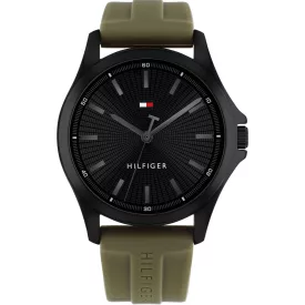 Tommy Hilfiger Bruce men's watch TH1710741, black dial, green silicone strap