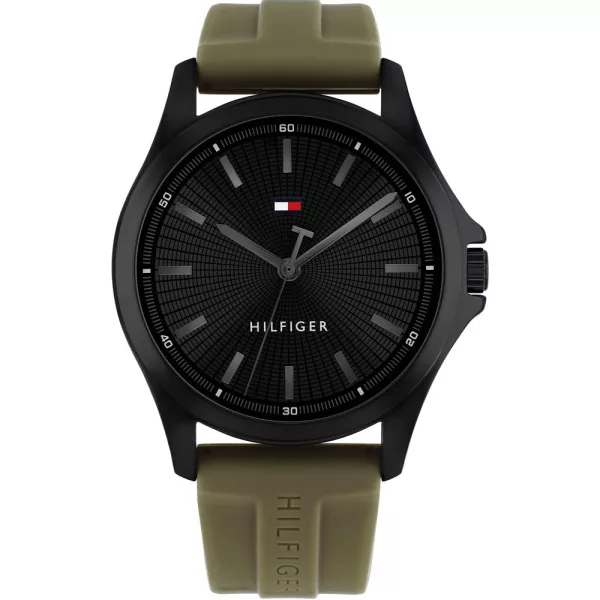 Tommy Hilfiger Bruce men's watch TH1710741, black dial, green silicone strap