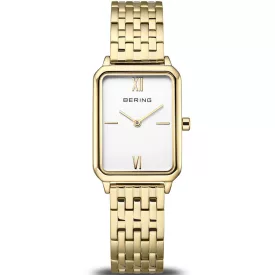 Bering Classic women's watch 17423-734, white dial, gold stainless steel strap