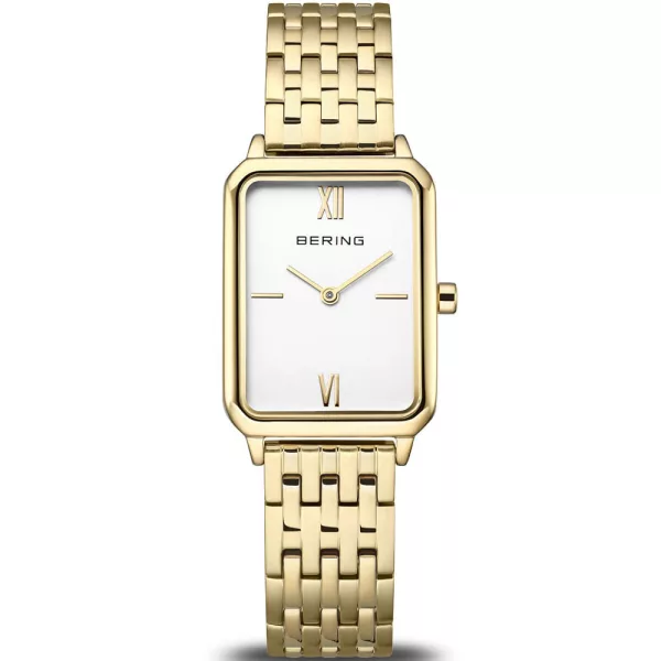 Bering Classic women's watch 17423-734, white dial, gold stainless steel strap