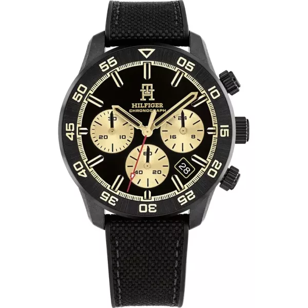 Tommy Hilfiger Carbon men's watch TH1792182, black dial, black silicone strap