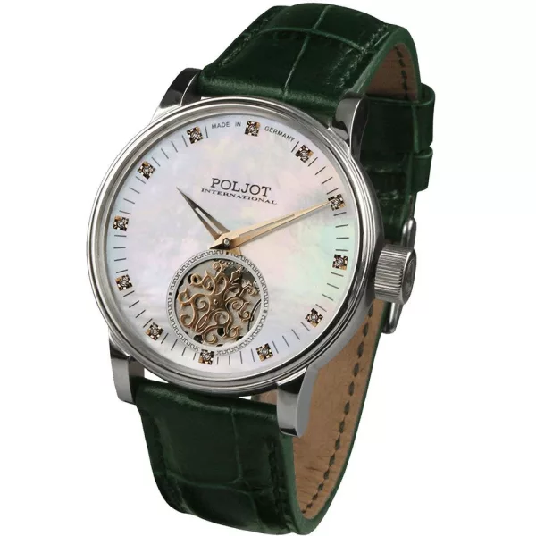 Poljot International Yakutia women's watch 2706.1330131, green leather strap