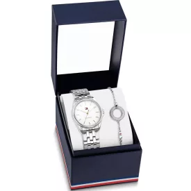 Tommy Hilfiger Jade women's watch set TH2770219, white dial, silver stainless steel strap