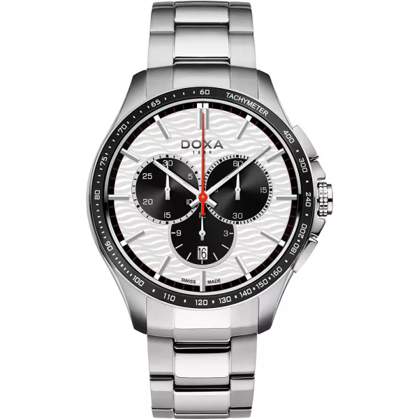 Doxa Trofeo men's watch 287.10.021W.10, silver dial, silver stainless steel strap