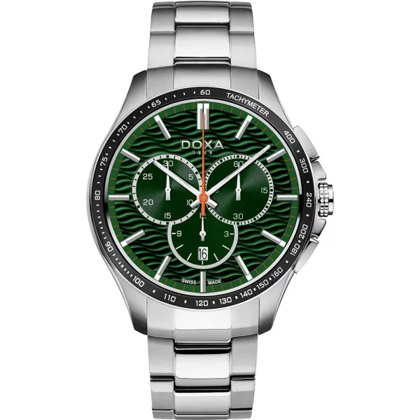 Doxa Trofeo men's watch 287.10.131W.10, green dial, silver stainless steel strap