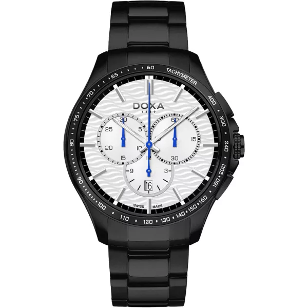 Doxa Trofeo men's watch 287.70.021W.15, white dial, black stainless steel strap