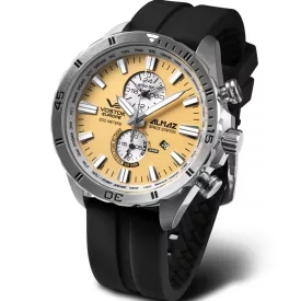 Vostok Europe Almaz men's watch YM8J-320A655-S, yellow dial, black silicone strap