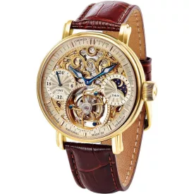 Poljot International Tourbillon Skeleton Limited Edition men's watch 3360T66, brown leather strap