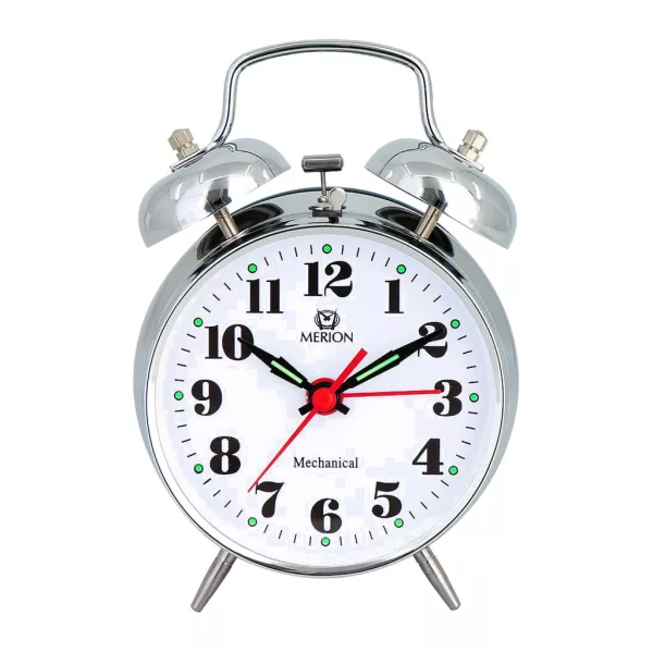 Merion silver metal alarm clock 3552-8