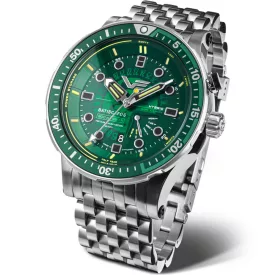 Vostok Europe Batiscafos men's watch PX84-511A770-B, green dial, silver stainless steel strap