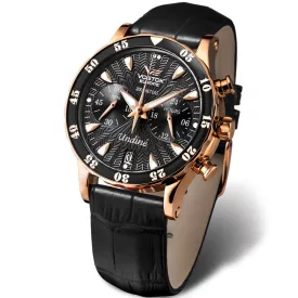 Vostok Undiné women's watch set VK64-515B568, black dial, black silicone strap