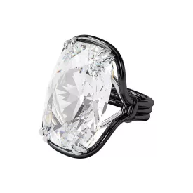 Swarovski Harmonia women's ring 60 5610346 – transparent and black stainless steel