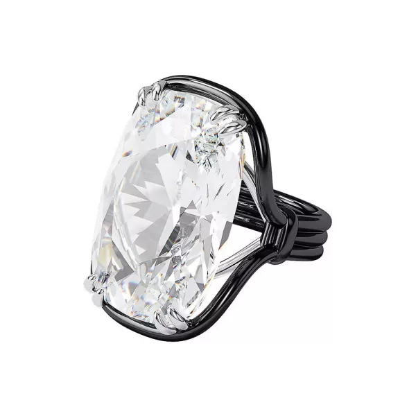 Swarovski Harmonia women's ring 60 5610346 – transparent and black stainless steel