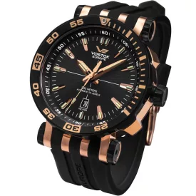 Vostok Energia Rocket men's watch NH35-575E282, black dial, brown silicone strap
