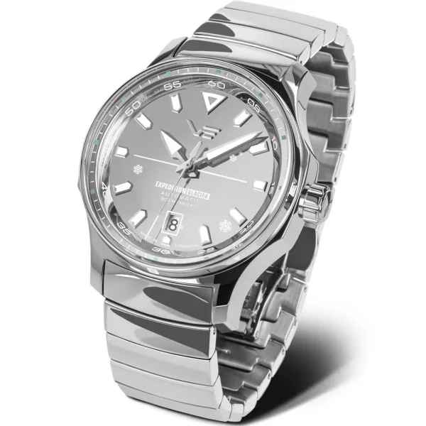 Vostok Europe Expedition Glacier Limited Edition men's watch NH35-592A784, silver dial, silver stainless steel strap