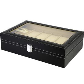 Óratartó doboz 12 rekeszes fekete 5947-8