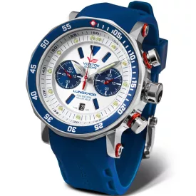 Vostok Europe Lunokhod 2 men's watch 6S21-620A630, white dial, blue silicone strap