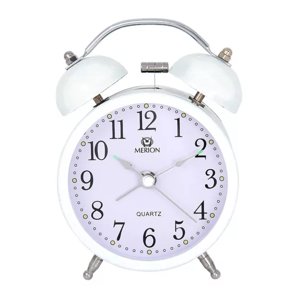 Merion white metal alarm clock 6814-7