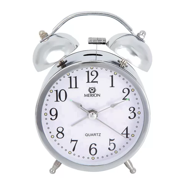 Merion silver metal alarm clock 6814-8