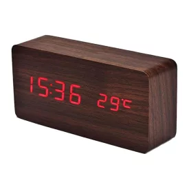 Brown LED desk alarm clock 6837-5