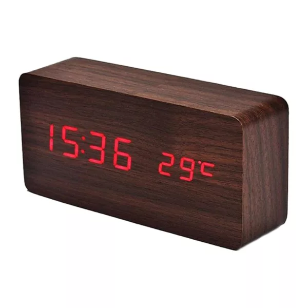 Brown LED desk alarm clock 6837-5