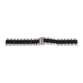   Silver / black metal watch bracelet with fold-over clasp, 20 mm – 7114-0