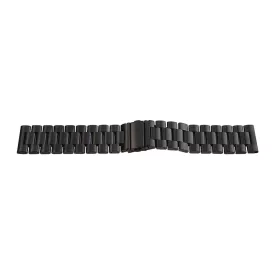   Black metal watch bracelet with fold-over clasp, 24 mm – 7116-7