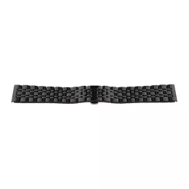   Black metal watch bracelet with butterfly clasp, 22 mm – 7137-9