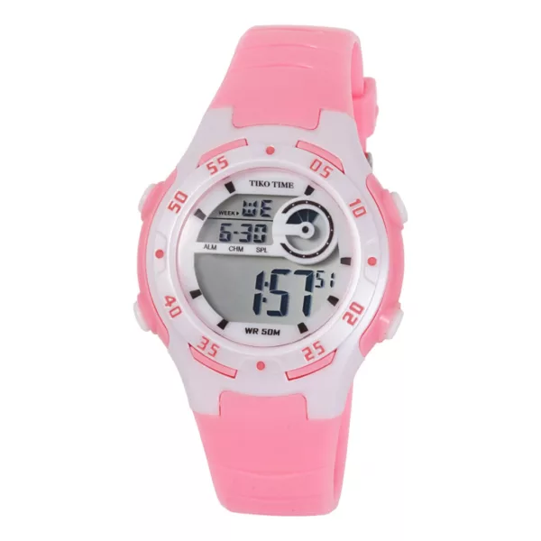 Tiko Time pink and white women's digital watch 7455-3