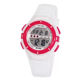   Tiko Time white and cyclamen pink women's digital watch 7455-9