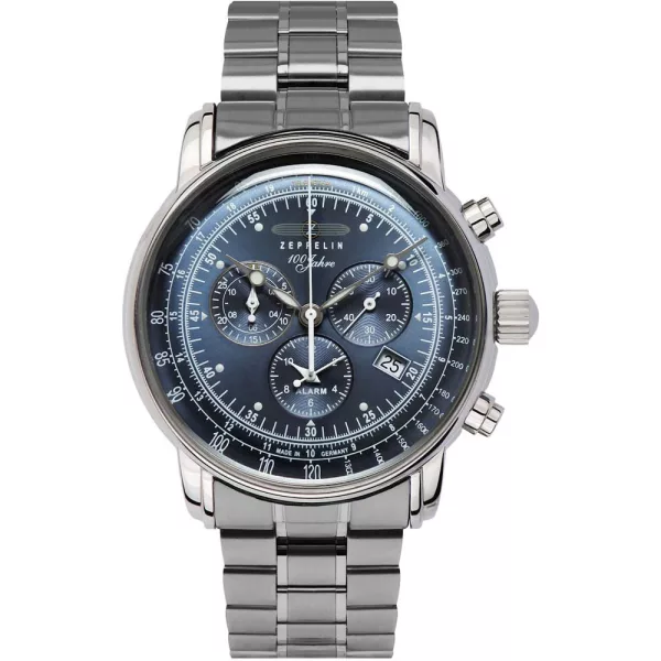 Zeppelin 100 Jahre men's watch 7680MB-3, blue dial, silver stainless steel strap