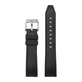   Rochet Torino black leather-rubber hybrid watch strap, 20 mm – 8502001