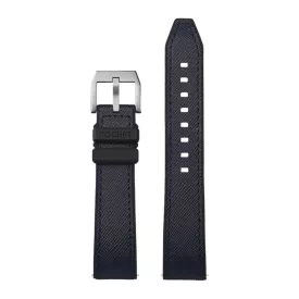   Rochet Torino navy blue leather-rubber hybrid watch strap, 20 mm – 8502006